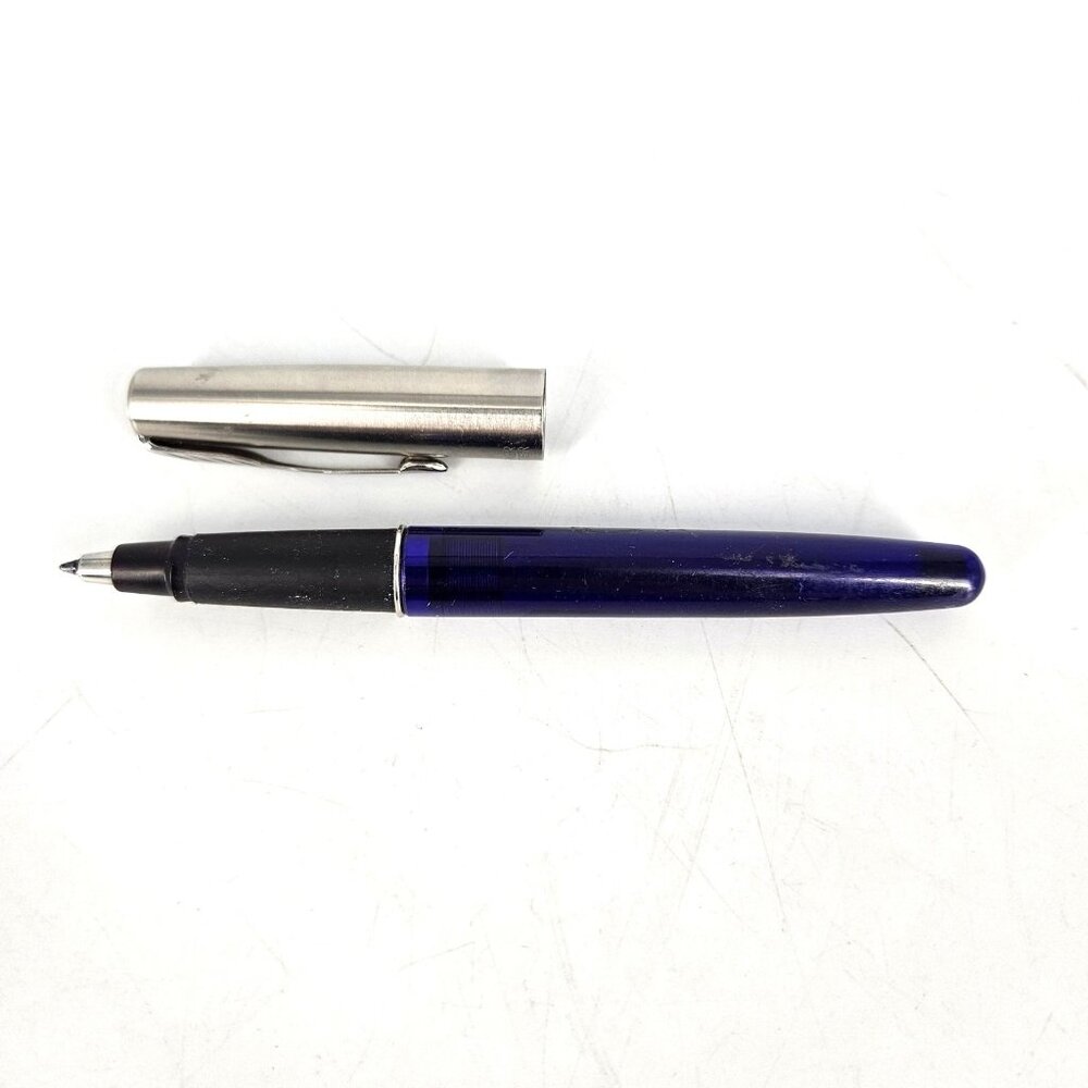 Parker Frontier Rollerball Pen Blue Ink Barrel Stainless Cap Made France Writing